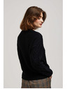 Moodo Svetr s ozdobným pletencem a dlouhými rukávy černý Moodo
