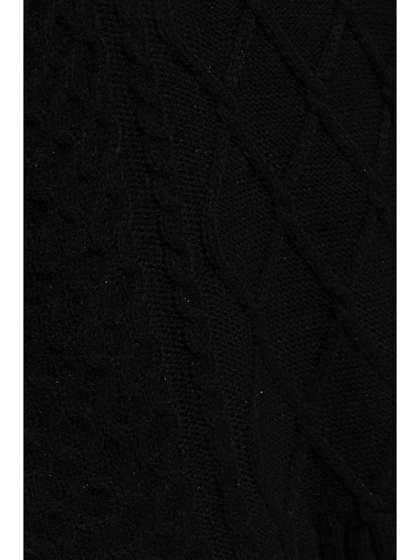 Moodo Svetr s ozdobným pletencem a dlouhými rukávy černý Moodo