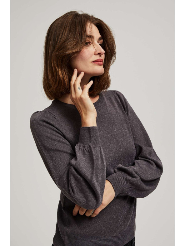 Moodo Svetr s nafouklými rukávy a metalickou nití Moodo