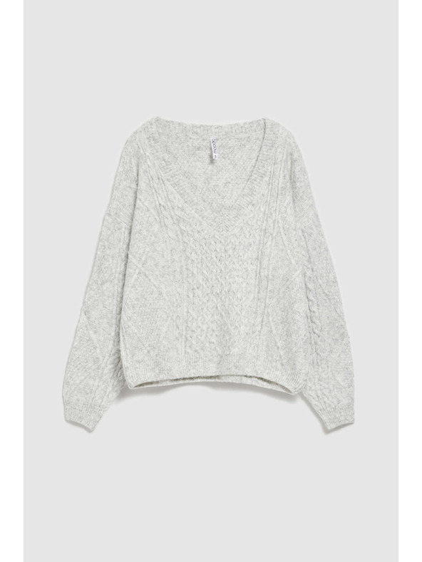 Moodo Svetr s výstřihem do V šedý Moodo