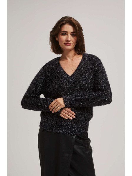 Moodo Svetr s výstřihem do V a metalickou nití Moodo