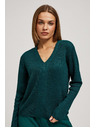 Moodo Přiléhavý svetr s výstřihem do V smaragdový Moodo