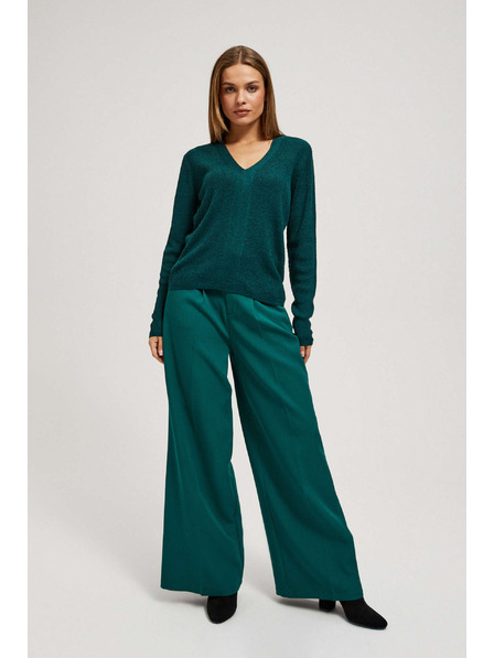 Moodo Přiléhavý svetr s výstřihem do V smaragdový Moodo