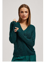 Moodo Přiléhavý svetr s výstřihem do V smaragdový Moodo
