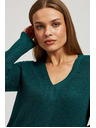 Moodo Přiléhavý svetr s výstřihem do V smaragdový Moodo