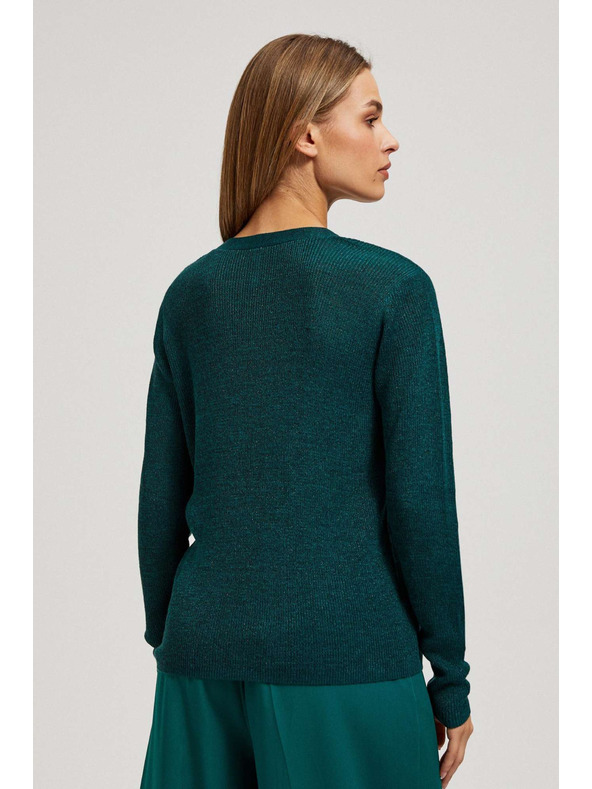 Moodo Přiléhavý svetr s výstřihem do V smaragdový Moodo