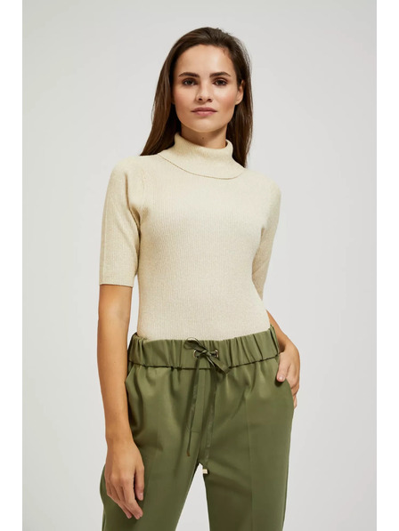 Moodo Svetr s rolákem zdobený metalickou nití perleťový Moodo