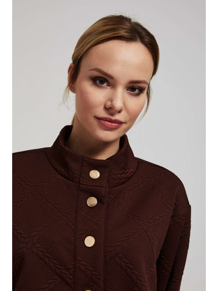 Moodo Mikina s ozdobnými knoflíky hnědá Moodo
