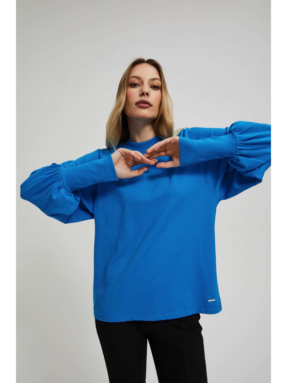 Moodo Halenka s nafouklými rukávy azurová Moodo