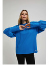 Moodo Halenka s nafouklými rukávy azurová Moodo