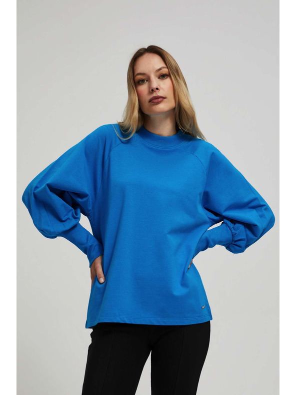 Moodo Halenka s nafouklými rukávy azurová Moodo