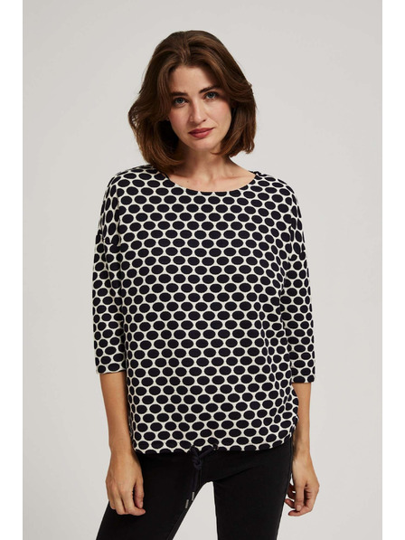 Moodo Bílá a tmavě modrá halenka s geometrickým vzorem Moodo