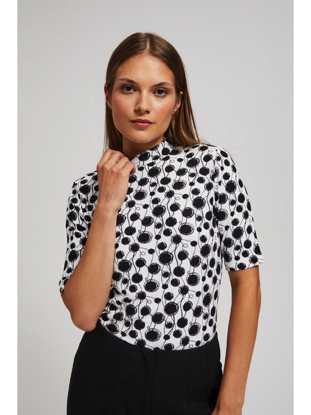 Moodo Vzorovaná halenka s polo límcem perleťová Moodo