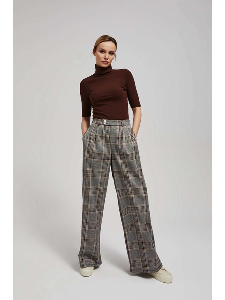 Moodo Žebrovaná halenka s rolákem hnědá Moodo