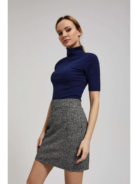 Moodo Žebrovaná halenka s rolákem tmavě modrá Moodo