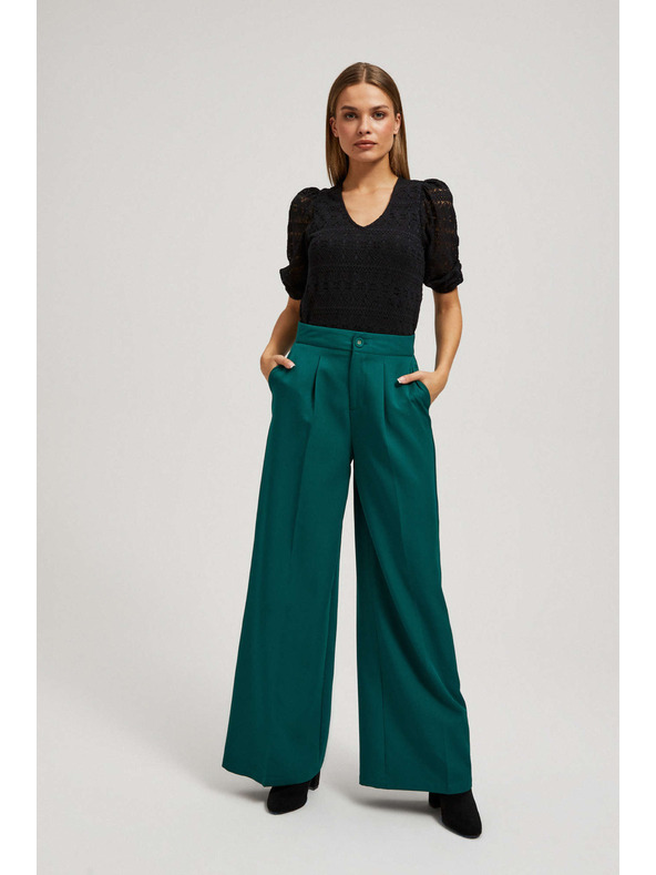 Moodo Černá krajková halenka s nafouklými rukávy Moodo