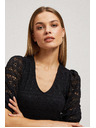 Moodo Černá krajková halenka s nafouklými rukávy Moodo