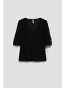 Moodo Černá krajková halenka s nafouklými rukávy Moodo