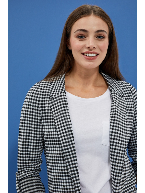 Moodo Černobílé jemně kostkované sako Moodo