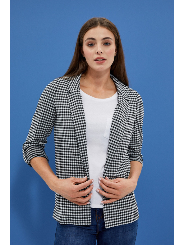 Moodo Černobílé jemně kostkované sako Moodo