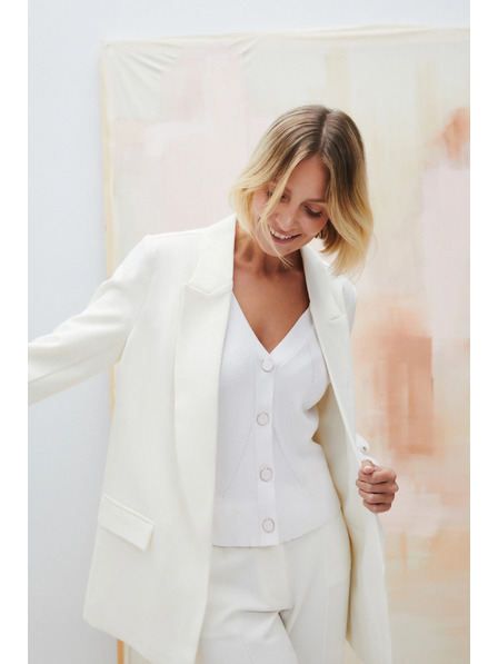 Moodo Elegantní sako bílé s ohrnutými rukávy Moodo