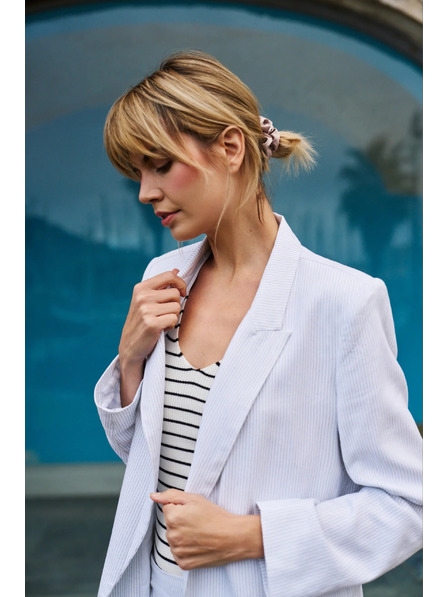 Moodo Viskózové sako s pruhy bílé Moodo