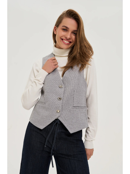 Moodo Vesta s ozdobnými knoflíky šedá Moodo