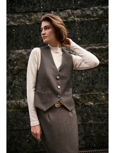 Moodo Elegantní vesta tmavě béžová Moodo