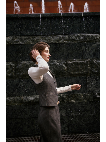 Moodo Elegantní vesta tmavě béžová Moodo