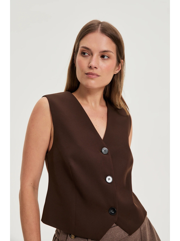 Moodo Elegantní vesta hnědá Moodo