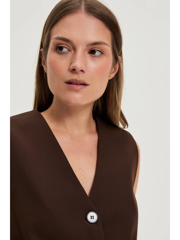 Moodo Elegantní vesta hnědá Moodo
