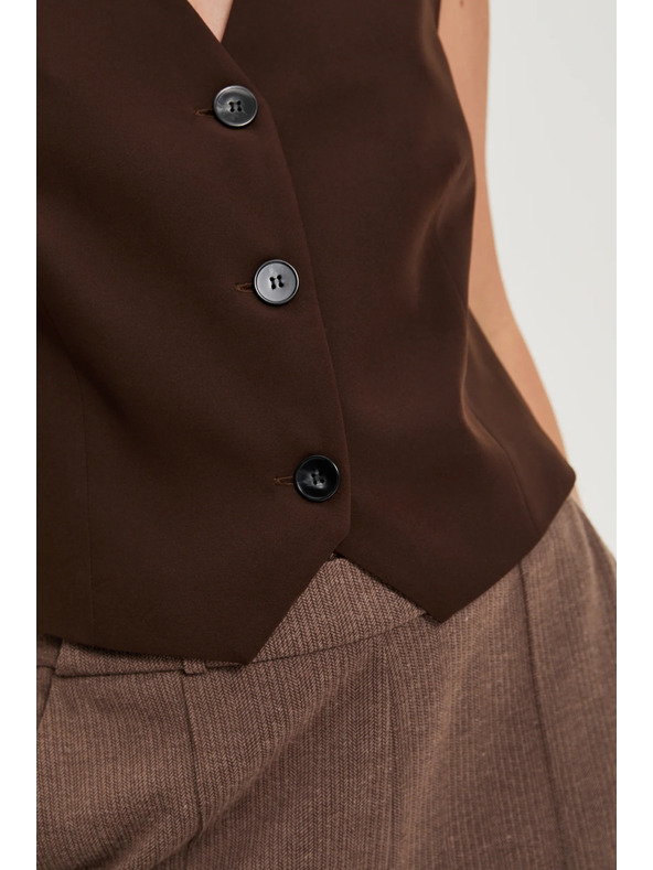 Moodo Elegantní vesta hnědá Moodo