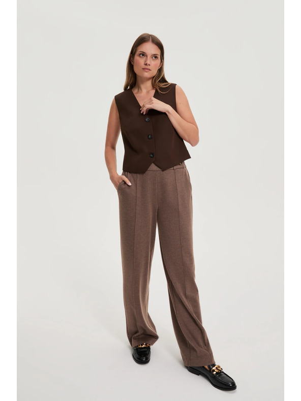 Moodo Elegantní vesta hnědá Moodo