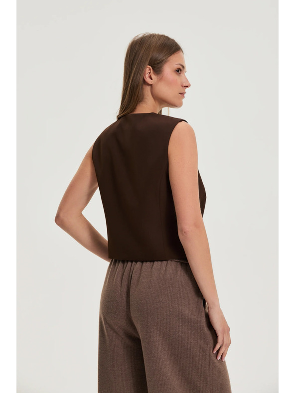 Moodo Elegantní vesta hnědá Moodo