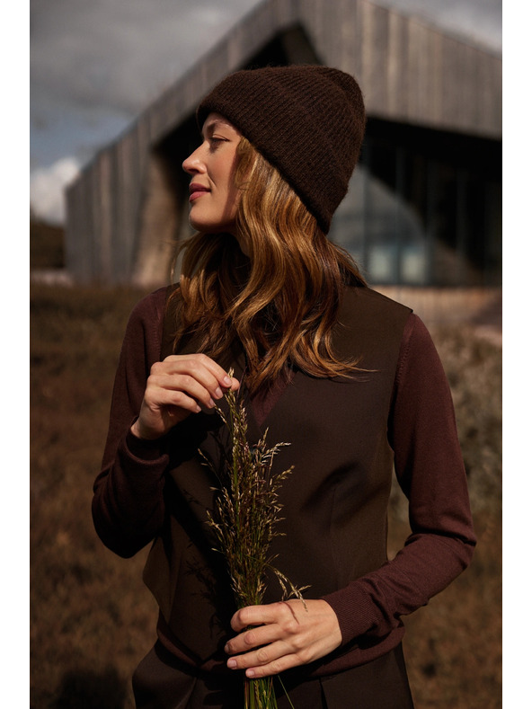 Moodo Elegantní vesta hnědá Moodo