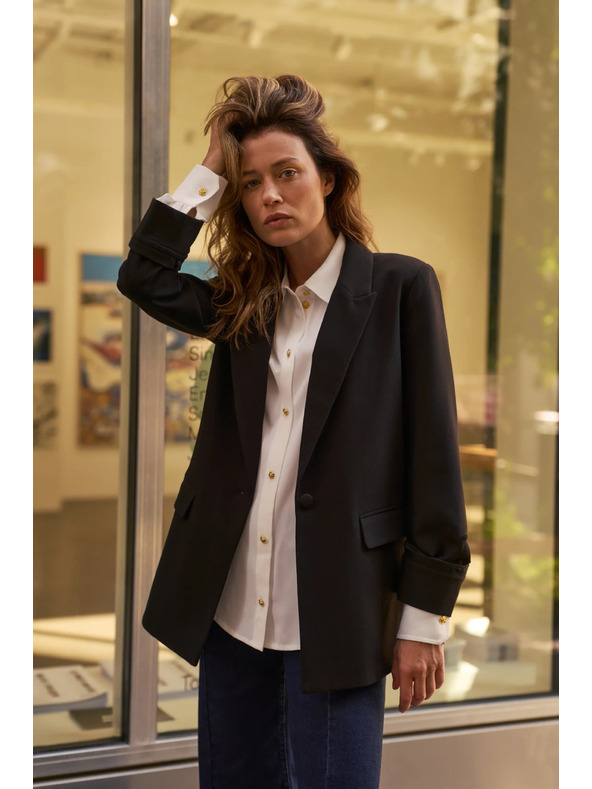 Moodo Hladké sako černé Moodo