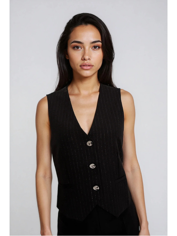 Moodo Vesta s ozdobnými knoflíky černá Moodo