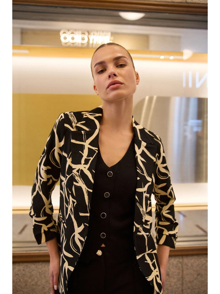 Moodo Sako se zřaseným 3/4 rukávem černé Moodo