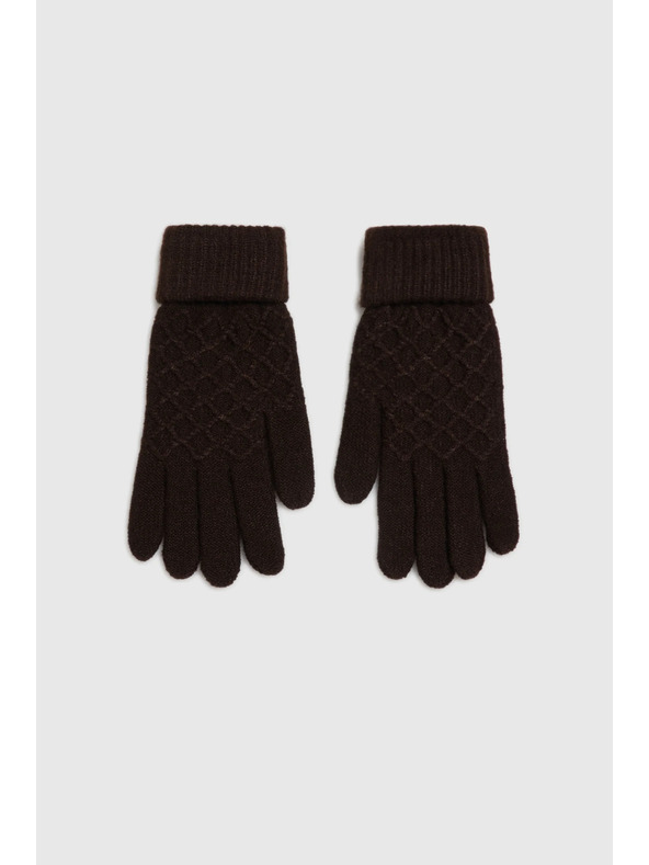 Moodo Hnědé pletené rukavice Moodo