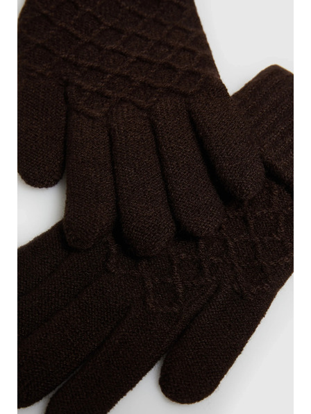 Moodo Hnědé pletené rukavice Moodo