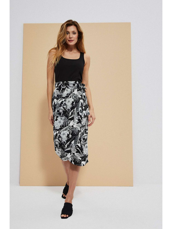 Moodo Černá sukně s rostlinným potiskem Moodo