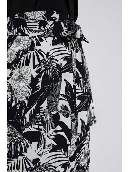 Moodo Černá sukně s rostlinným potiskem Moodo