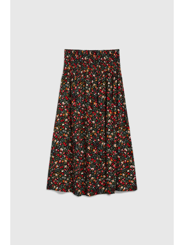 Moodo Midi sukně s květinovým vzorem černá Moodo