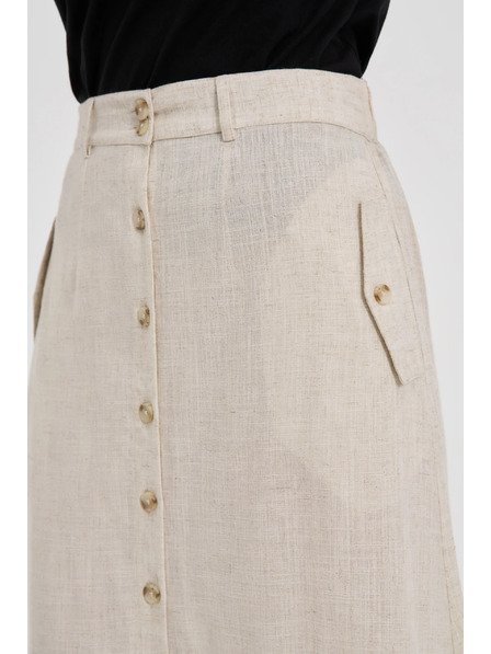 Moodo Lněná midi sukně béžová Moodo