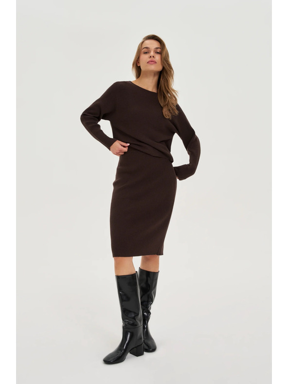 Moodo Pletená hnědá sukně Moodo