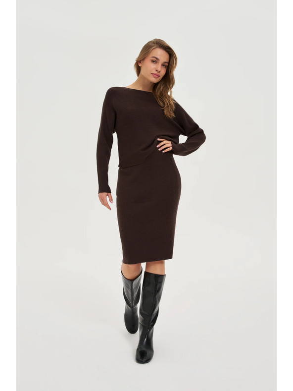 Moodo Pletená hnědá sukně Moodo