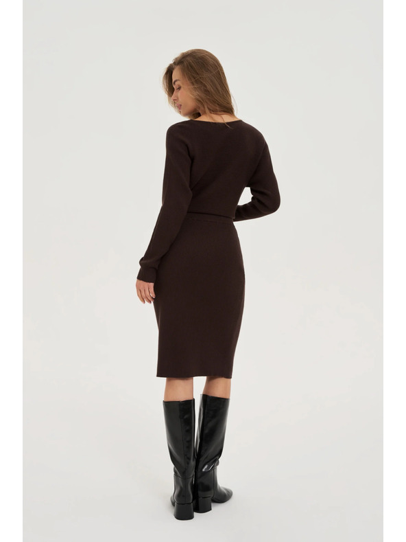 Moodo Pletená hnědá sukně Moodo