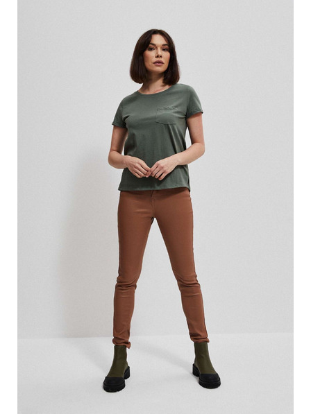 Moodo Voskované úzké kalhoty hnědé Moodo