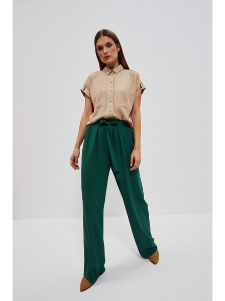 Moodo Malachitové kalhoty s širokými nohavicemi Moodo