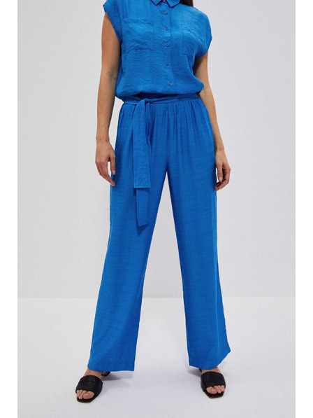 Moodo Azurové kalhoty s širokými nohavicemi Moodo